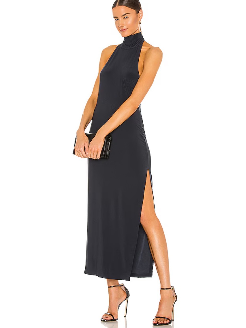 Norma Kamali Turtle Slit Halter Dress